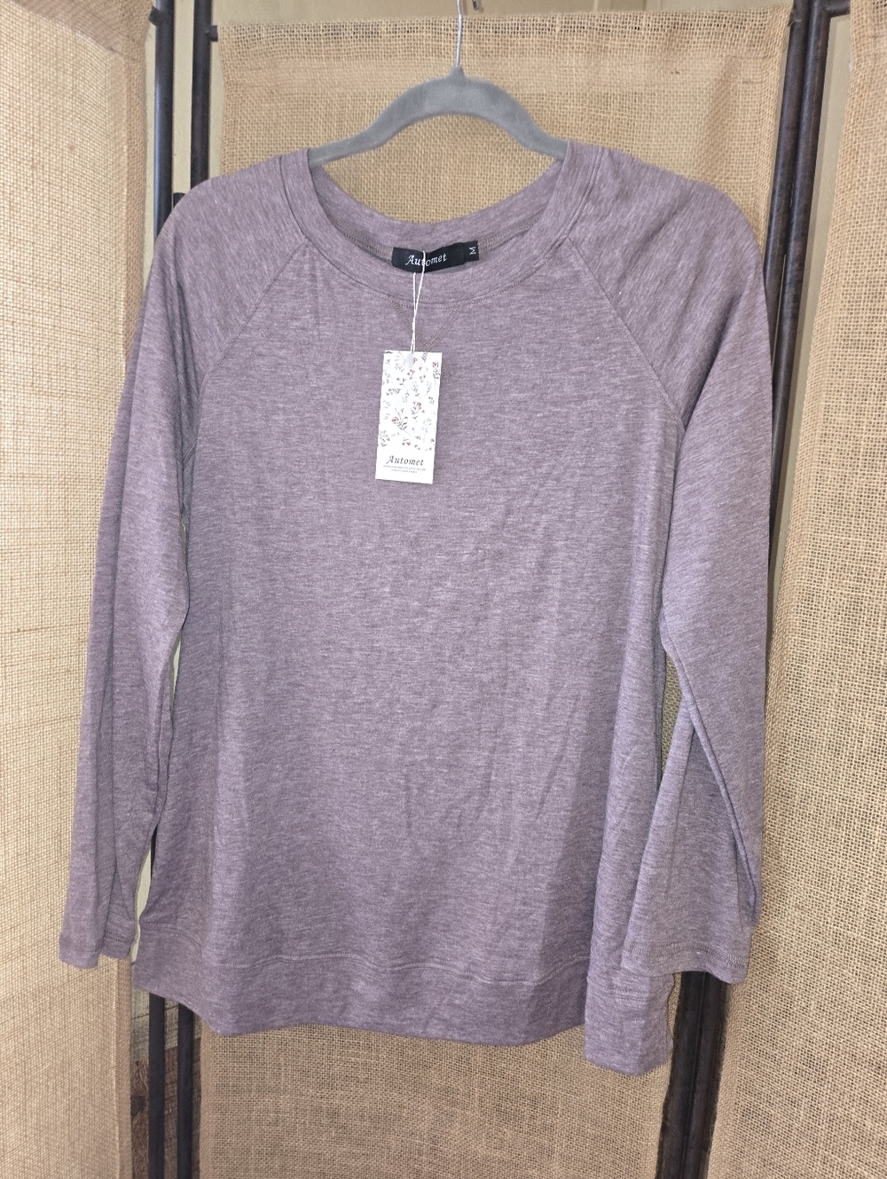 NWT Automet Purple Gray Long-Sleeve Crewneck Top Size Large